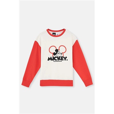 Dagi Ekru Mıckey Mouse Baskı Detaylı Unısex Sweatshırt 23WB12229TA_316
