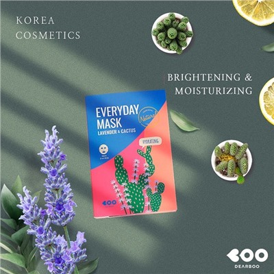 Lavender & Cactus Everyday Mask (10ea), Увлажняющая маска с экстрактами лаванды и кактуса