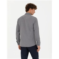 Antrasit Slim Fit Uzun Kollu Gömlek