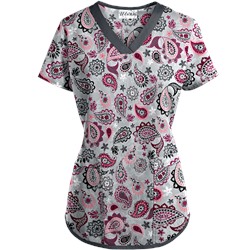 UA Gypsy Jewel Silver Print Scrub Top