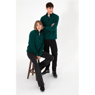 Erkek Koyu Yeşil Basic Sweatshirt