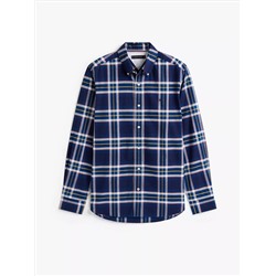 Regular Fit Plaid Stretch Oxford Shirt