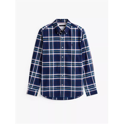 Regular Fit Plaid Stretch Oxford Shirt