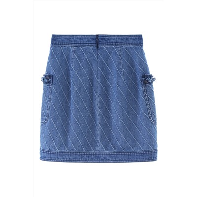 Minifalda vaquera de talle alto Azul claro