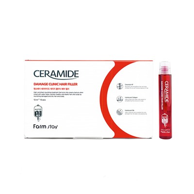 FarmStay Ceramide Damage Clinic Hair Filler Восстанавливающий филлер для поврежденных волос 13мл*10шт