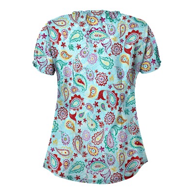 UA Gypsy Jewel Angel Blue Print Scrub Top