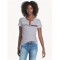 TOMMY HILFIGER ESSENTIAL SPLIT-NECK T-SHIRT