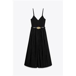 CONTRAST MIDI DRESS WITH BELT