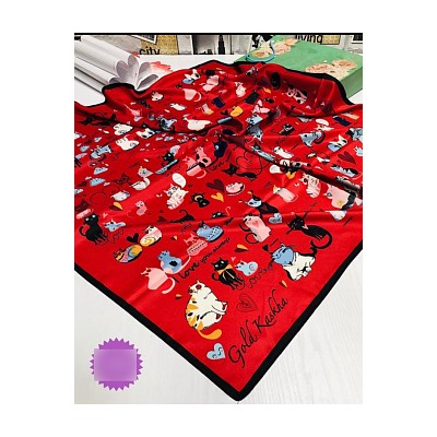 Платок женский с принтом - кошки (90*90 см.) арт. 249986
