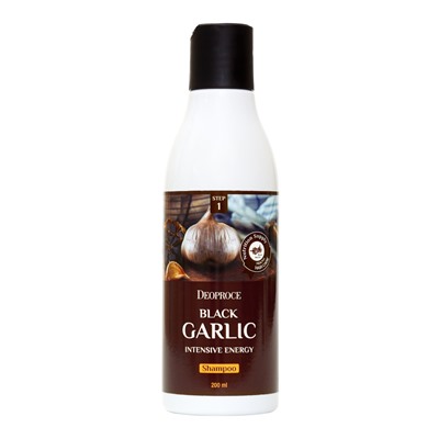 DEOPROCE BLACK GARLIC INTENSIVE ENERGY SHAMPOO Тонизирующий шампунь для волос с экстрактом чёрного чеснока 200мл