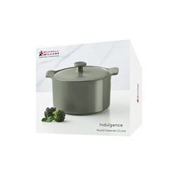 Кастрюля, 1,3 л, с крышкой, фарфор P, серо-зеленая, Indulgence, 63143