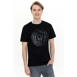Erkek Siyah Bisiklet Yaka T-Shirt