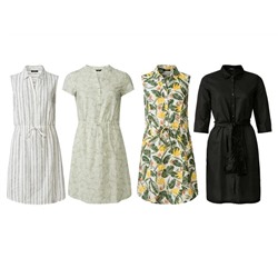 ESMARA® Kleid Damen, mit Knopfleiste, aus Leinen und Baumwolle