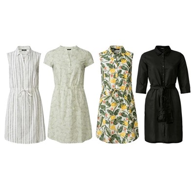 ESMARA® Kleid Damen, mit Knopfleiste, aus Leinen und Baumwolle