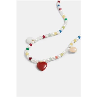 Gargantilla perlas arroz charms