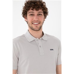 Erkek Regular Fit Polo Yaka Açık Gri Basic Tişört