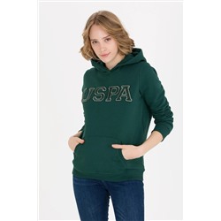 Kadın Yeşil Kapüşonlu Basic Sweatshirt