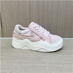 Женские спортивные туфли на толстой подошве (натуральная кожа)