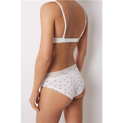 Braga ancha algodón estampado y encaje lila