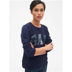 Glitter Logo Crewneck Pullover Sweatshirt