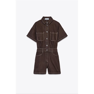 Z1975 SHORT SLEEVE DENIM PLAYSUIT