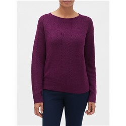 Ribbed Pointelle Boat-Neck Sweater
