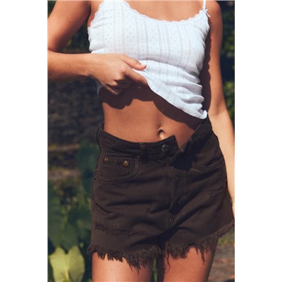 TRF HIGH-WAIST DENIM RIPPED SHORTS