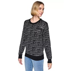 KARL LAGERFELD PARIS Women's Logo Signature Crewneck Sweater