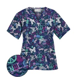 UA Pop Art Navy Scrub Top