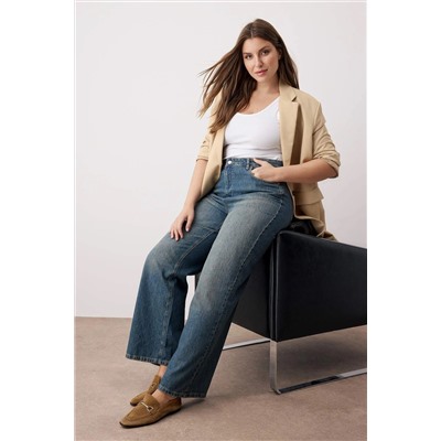More Sustainable Mavi Soluk Efekt Vintage Yüksek Bel Wide Leg Jeans TBBAW26CJ00048