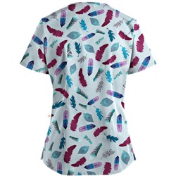 Happy Scrubs® Birds Of A Feather Jazzberry Print Scrub Top