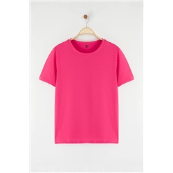 Gül Kurusu Regular Fit Basic Bisiklet Yaka %100 Pamuk Örme Büyük Beden T-Shirt TBBSS22TS0733
