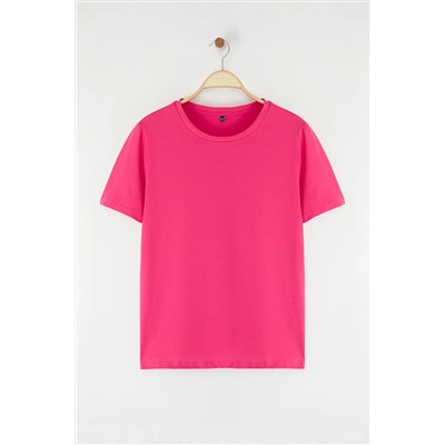 Gül Kurusu Regular Fit Basic Bisiklet Yaka %100 Pamuk Örme Büyük Beden T-Shirt TBBSS22TS0733