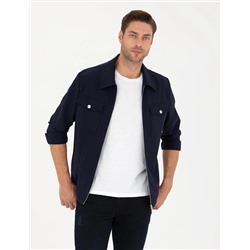 Lacivert Regular Fit Fermuarlı Ceket