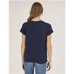 Lacivert Comfort Fit V Yaka Basic Tişört