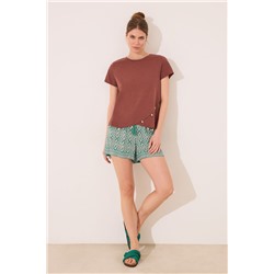 Pantalón corto viscosa estampado geométrico