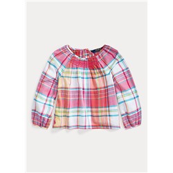 Girls 2-6x Smocked Cotton Madras Top