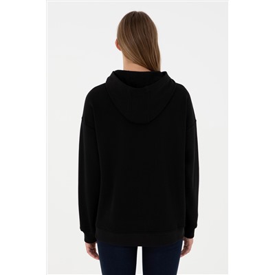 Kadın Siyah Kapüşonlu Sweatshirt