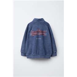 WASHED-EFFECT ZIP-UP SWEATSHIRT