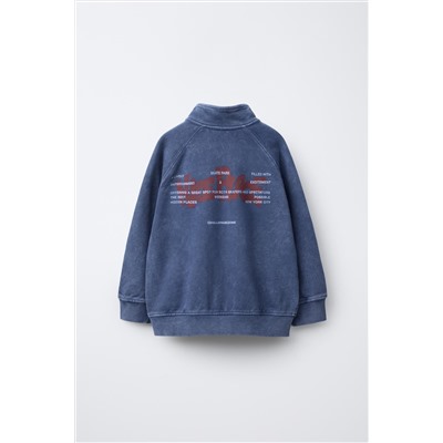WASHED-EFFECT ZIP-UP SWEATSHIRT