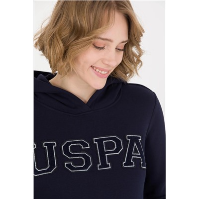 Kadın Lacivert Kapüşonlu Basic Sweatshirt
