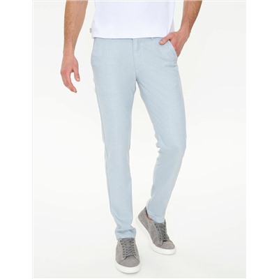 Açık Mavi Slim Fit Beli Lastikli Kanvas Pantolon