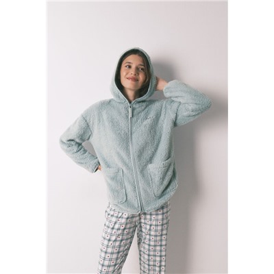 Bata corta tejido pelo verde lurex