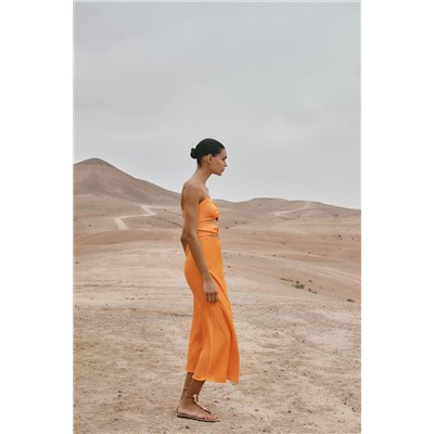 CUT-OUT SATIN MIDI DRESS