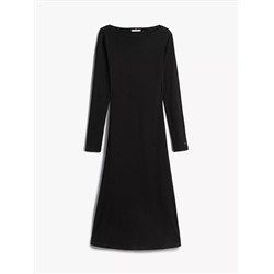 Boatneck Rib-Knit Midi Dress