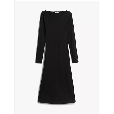 Boatneck Rib-Knit Midi Dress