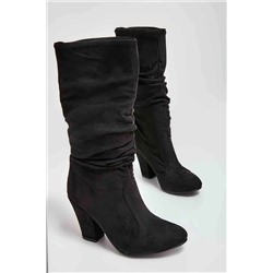 Bambi Siyah Süet Kadın Çizme M0503570072