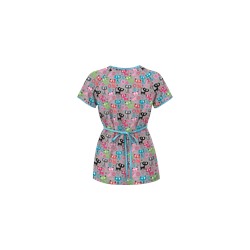 UA Cats Meow Dove Grey Mock Wrap Scrub Top