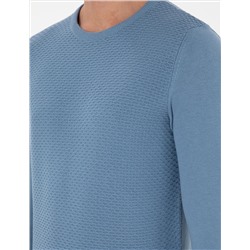 Koyu Mavi Slim Fit Bisiklet Yaka Triko Kazak