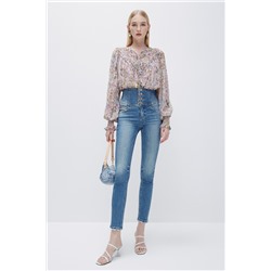 Vaquero skinny fit de tiro alto Azul claro